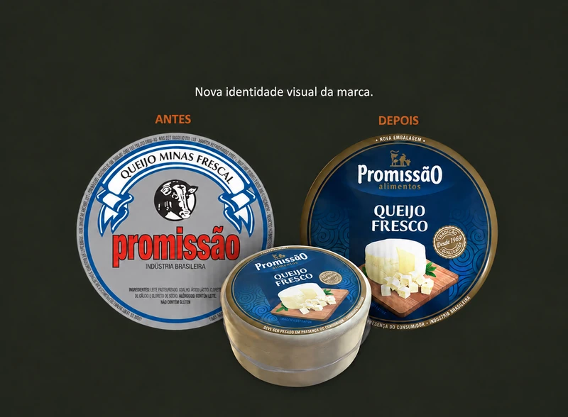 Aplicação da identidade Promissão Alimentos nas embalagens